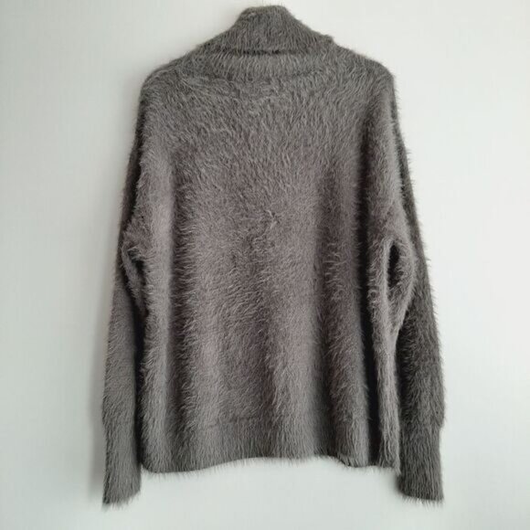 JOE FRESH Eyelash Fuzzy Knit Turtleneck Sweater Gray Sz L - Picture 6 of 13